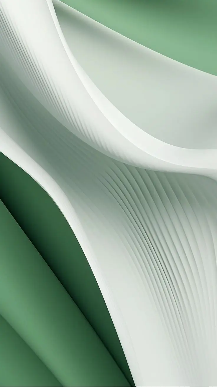 Abstract green and ivory layered design
